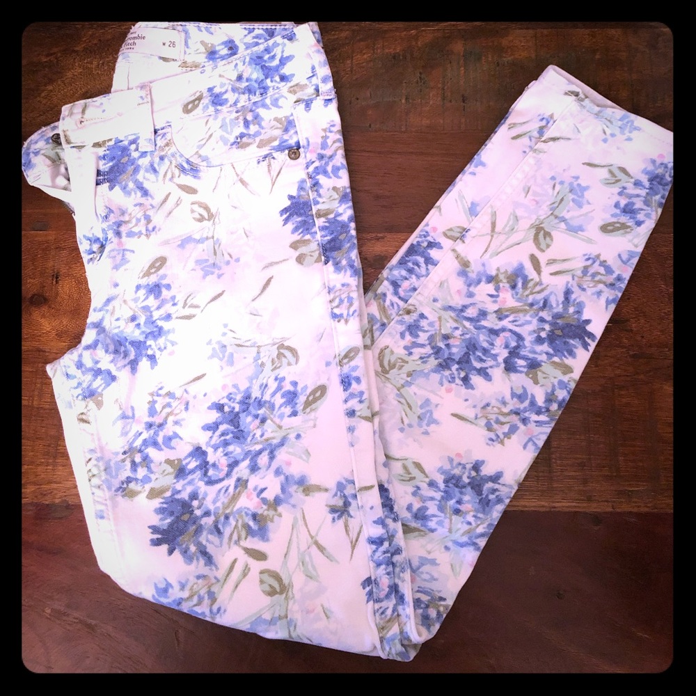 Floral jean pants